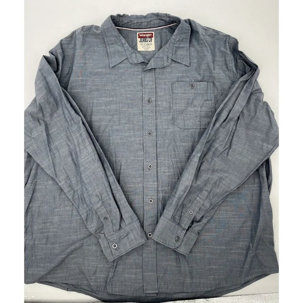 Wrangler‎ Button Up Shirt Long Sleeve Cotton Vintage Wash Men's 3XL
